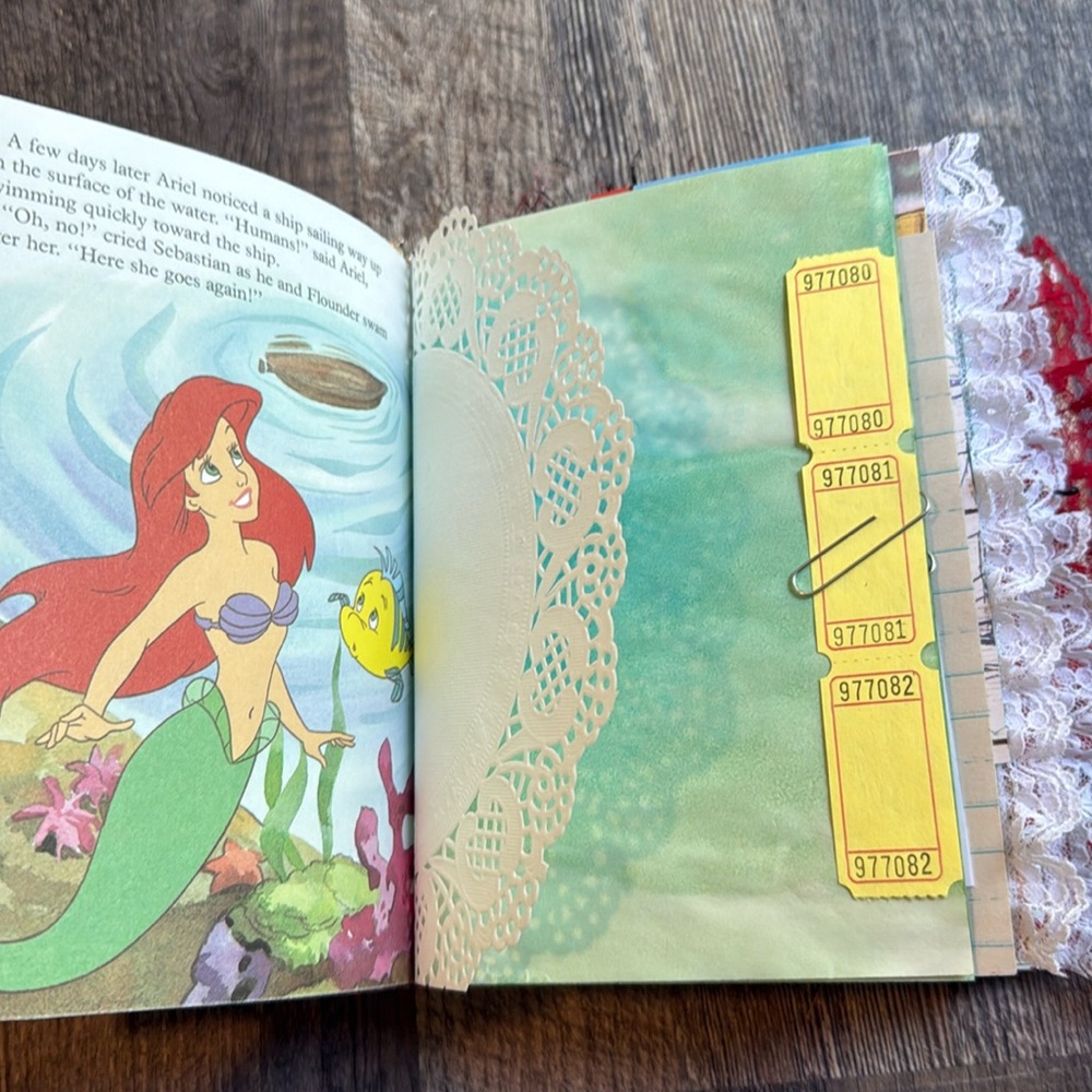 Disney The Little Mermaid Ariel Golden Book Altered Junk Journal Handmade - Picture 6 of 17